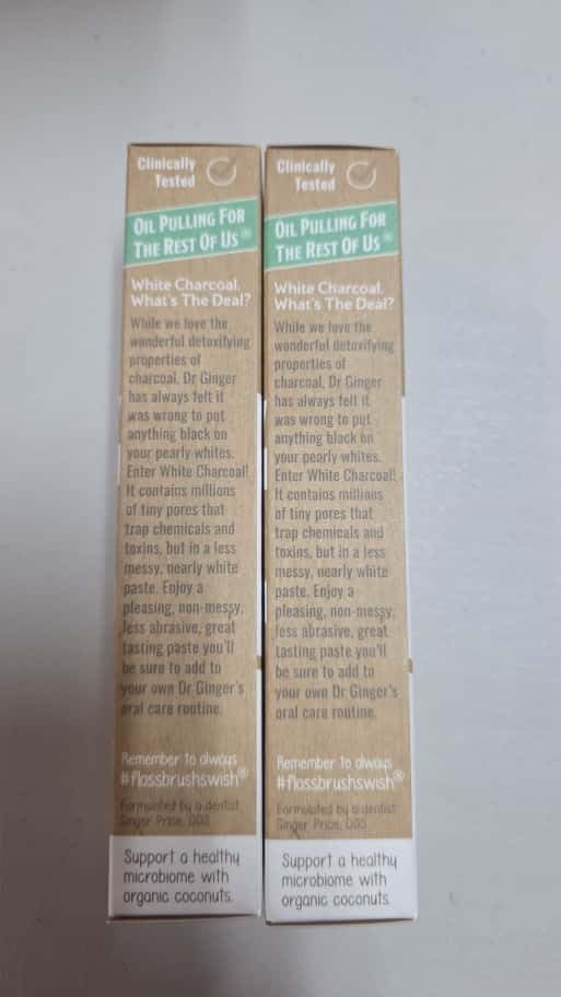 Dr. Ginger's Coconut Oil Toothpaste with White Activated Charcoal 2 pcs