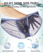 ZONBAILON Men's Briefs Dual Pouch Ice Silk Underwear Open-fly Breathable Sexy Panties