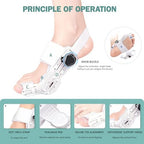 GAB Upgraded Bunion Corrector for Women & Men - Adjustable Bunion Splint with Knob for Big Toe Relief & Hallux Valgus Correction, Day/Night Orthopedic Toe Straightener (2, White)