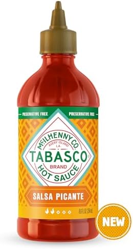 TABASCO Brand Salsa Picante, Vibrant & Mild Hot Sauce, Easy-to-Squeeze Bottle, Thicker Mexican Style with Authentic Peppers, Garlic & Spices, Great on Tacos & More, 8.6 Fl Oz (Pack of 1)