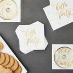 BLUE PANDA 40th Birthday Napkins - 50-Pack, 5 x 5 In Folded, White with Gold Foil Hello Forty Script - 3-Ply Absorbent Disposable Cocktail Napkins for Women & Men
