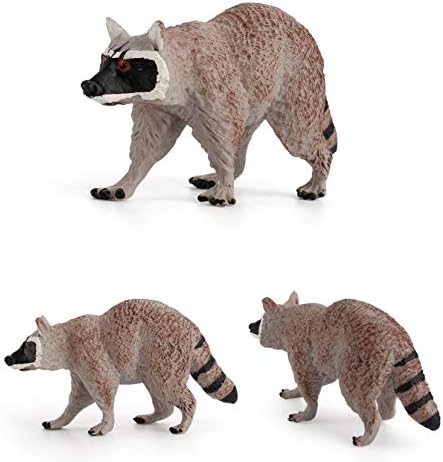 Rich Boxer 3 PCS Realistic Mini Raccoon Figurine Wild Animal Figures for Party Diorama Supplies Cake Toppers Science Collection Desktop Decoration