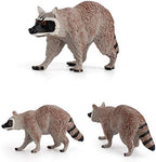 Rich Boxer 3 PCS Realistic Mini Raccoon Figurine Wild Animal Figures for Party Diorama Supplies Cake Toppers Science Collection Desktop Decoration