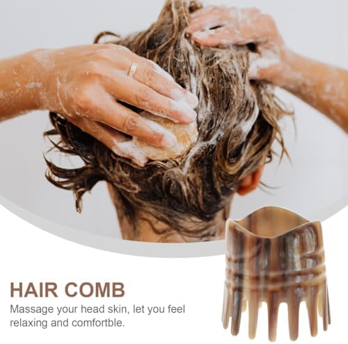 Natural Horn Comb Scalp Portable Massage Hair Smoothing Comb GuaSha Tool for Girls Ladies Men