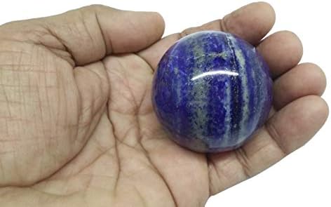 WholesaleGemShop Natural Lapis Lazuli 40-45 mm Ball Sphere Gemstone A+ Hand Carved Crystal Altar Healing Devotional Focus Spiritual Chakra Cleansing Metaphysical Gift Men Women