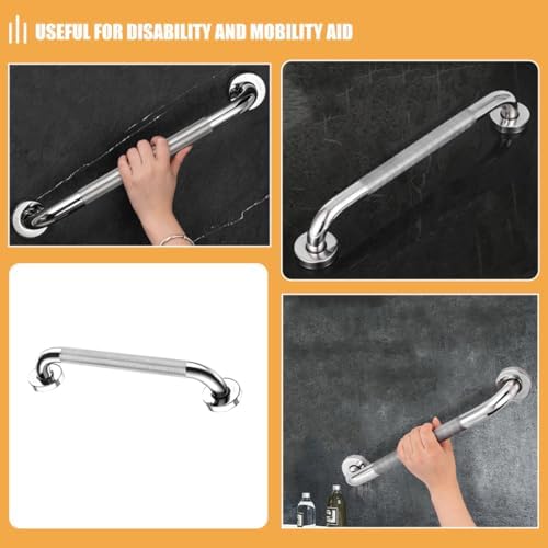 Stainless Steel Bathroom Grab Bar Non-Slip Shower Handrail 30cm Knurled Safety Rail for Elderly Toilet and Bathtub Support