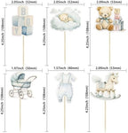 Ephlyn 36Pcs Baby Boy Cupcake Toppers Baby Shower Decorations for Boy Bear It's a Boy Cupcake Picks Decorations for Baby Boys Birthday Party Cake Decorations Blue