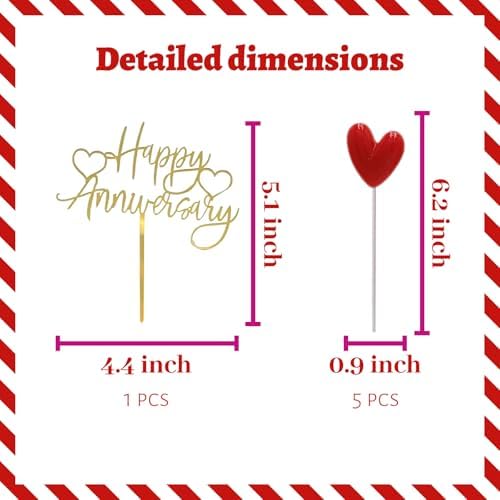 Happy Anniversary Cake Topper Happy Anniversary Cake Decorations for Party Decorations (two gold heart)