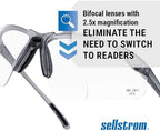 Sellstrom XM340RX Safety Glasses with Readers - Wraparound Bifocal Eyeglasses for Men/Women - ANSI Z87.1