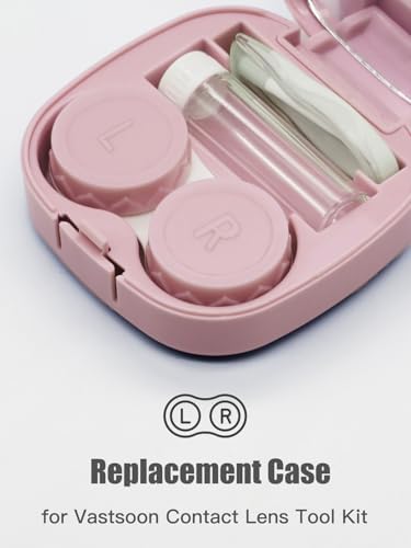 4 Pack Contact Lens Case, Contact Solution Soaking Case Replacement Kit for Travel, Daily Use (Pink)