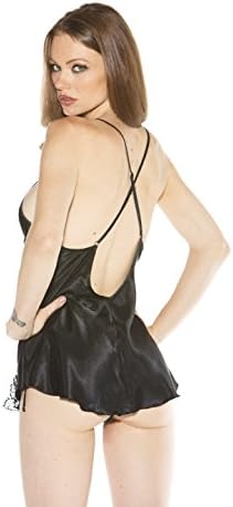 Shirley of Hollywood Women's Charmeuse and Lace Babydoll with Tie Side Thong