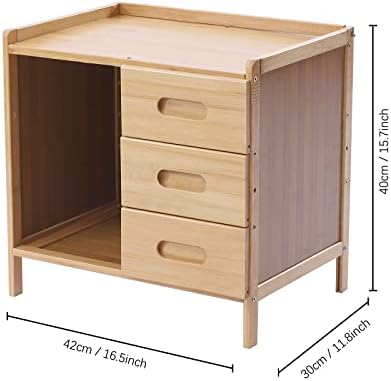 Bamboo Nightstand, Modern Side Table with Drawers and Open Shelf, Bamboo Legs for Bedrooms, Dorm Rooms, and Tight Spaces (Primary)