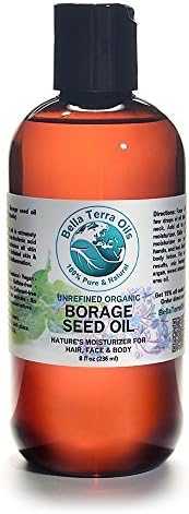 Bella Terra Oils - Organic Borage Seed Oil 8 oz - Harvested from Organic Borage Seeds, Bursting with Essential Nutrients, Perfect Addition to Luxurious Skin Care