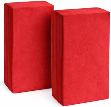 Perfectware Red Disposable Paper Dinner Napkins, 2-Ply, 8.5" x 5" Folded, 100 Count, for Weddings, Parties and Holiday Events