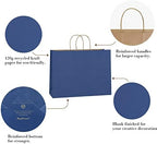 BagDream 25Pcs 16x6x12 Inches Kraft Paper Bags with Handles Bulk, Recycled Large Navy Blue Paper Gift Bags for Shopping, Retail, Grocery, Merchandise, Party Gifts