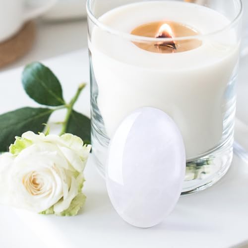 DUQGUHO Clear Quartz Crystal Palm Stone 2.4'' White Healing Crystals Natural Gemstone Worry Stone Energy Balancing Polished Stones Blessing Gifts Boho Pocket Stone 1PCS