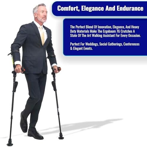 Ergobaum 7G by Ergoactives. 1 Pair (2 Units) of Ergonomic Forearm Crutches - Adult 5' - 6'6'' Adjustable (Purple)