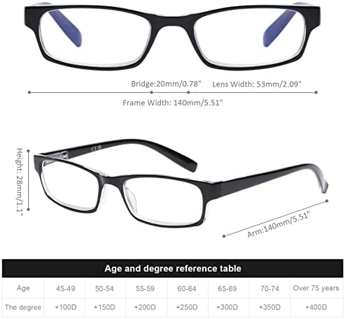 DOOViC Blue Light Blocking Reading Glasses 4 Pack Stylish Classic Style Quality Computer Readers for Men Women 2.25