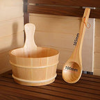 AIZYR Sauna Bucket with Ladle/Plastic Liner - Handmade Wooden Sauna Bucket Sauna Spa Accessory for Steam Room