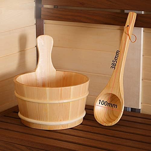 AIZYR Sauna Bucket with Ladle/Plastic Liner - Handmade Wooden Sauna Bucket Sauna Spa Accessory for Steam Room