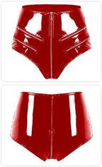 FEOYA Women's Black Latex Outfit PVC Shorts Party Club Clubwear