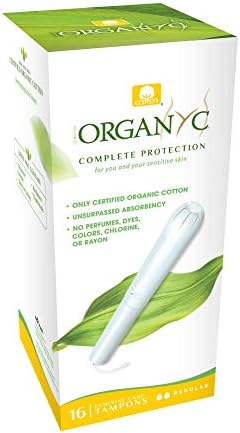 Organyc - 100% Certified Organic Cotton Tampons - Cardboard Applicator, Free from Chlorine, Perfumes, Rayon, and Chemicals, Regular Flow, 16 Count (Pack of 6).