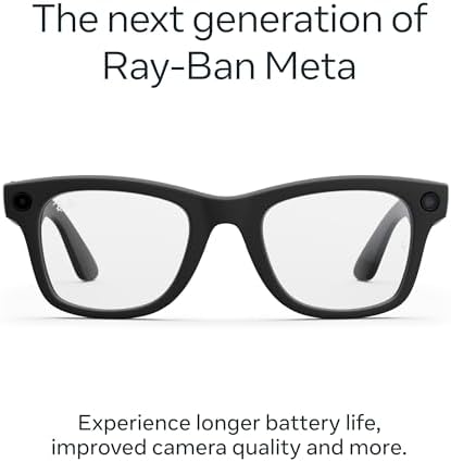 Ray-Ban Meta (Gen 2), Wayfarer Large, Matte Black | Smart AI Glasses for Men, Women — 2x Battery Life — 3K HD Resolution — 12 MP Ultra-Wide Camera, Audio, Video — Clear Lenses — Wearable Technology