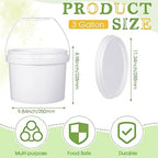 Leinuosen 8 Pcs Plastic Bucket with Handle and Lid Durable Heavy Duty Food Safe Bucket Pail Container for Multipurpose Storage Paint Art Crafts Projects, BPA Free(3 Gallon,White)
