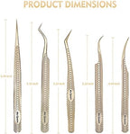 Ms.Queen Lash Tweezers for Eyelash Extension-Professional Lashing Tweezers for Mega Volume Mink Eyelashes Extensions Applying,5PCS Set