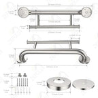 Brushed Nickel Towel Rack Grab Bar Combo, Zepolu Stainless Steel Safety Balanced Assist Support Handle 17 Inch, 2-in-1 Handicap Towel Bar, Wall Mounted Towel Holder for Senior Elderly Disabled