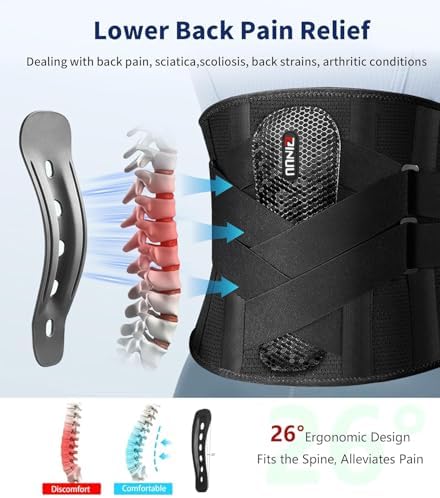 Dual X-Back Brace for Lower Back Pain Relief with Bionic Support System, 8X Powerful Lumbar Support Belt for Men Women, Back Support Belt with 3D Pad, Breathable Back Support Brace with Adjustable Strap for Herniated Disc, Sciatica, Heavy Lifting, Work