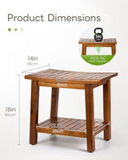 Upolana Outdoor Shower Bench, 20" Solid Acacia Wood Shower Stool Waterproof Shower Seat with Storage Shelf for Bathroom - SB001