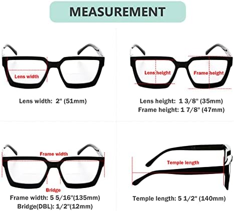 Eyekepper Bifocal Reading Glasses Women - Stylish Bifocal Readers Clear Lens Oversize Frame