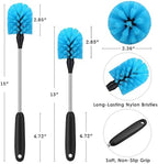 MOSOLAN Stainless Steel Water Bottle Brush, Long Handle Scrubbing Brush, Built for Cleaning Sports Bottles, Baby Bottles, Cups, Coffee Mugs, Glasswares, Wine Decanters, Flask, 2 Pack, 13 in