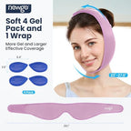 NEWGO Wisdom Teeth Ice Pack Head Wrap for Face Oral Surgery, Jaw Ice Pack for Face with 4 Hot Cold Gel Pack for TMJ, Tooth Extraction, Tonsillectomy Recovery - Purple