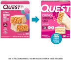 Quest Nutrition Crispy Birthday Cake Protein Bar, 17g Protein, 1g Sugar, 2g Net Carbs, Gluten Free Protein Snack, Keto Friendly, 4 Count