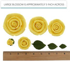 Global Sugar Art Exquisite Rose & Leaf Tray Sugar Cake Flowers, Yellow Unwired, 5 Count by Chef Alan Tetreault