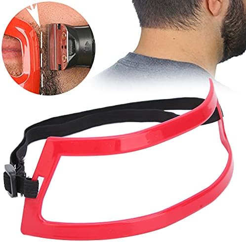 Dioche Men Neckline Shaving Template, Neck Hair Trimming Styling Red Hairline Shaping Tools for Trimming, Mustache, Neckline and Hairline Line-up