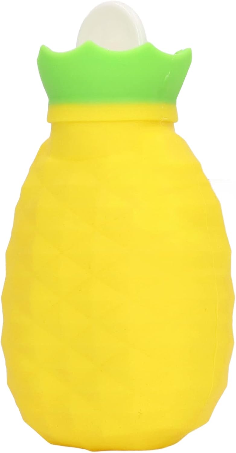 Pineapple Shaped Silicone Hot Water Bottle, Explosion Proof Leakproof for Hot Cold Compress, with Microwave Heating up to 2 Minutes for Muscle Soreness Menstrual Cramps Re