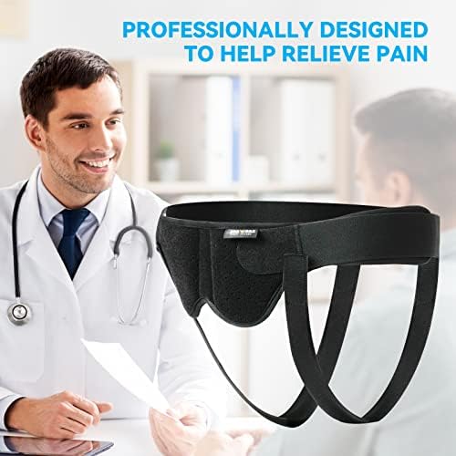 leeveel Hernia Belts for Men,Medical Hernia Guard Inguinal Truss for Single/Double,Sports Hernia Adjustable Waist Strap with 2 Removable Compression Pads (Large)
