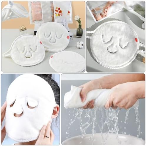 Beaupretty 2Pcs Hot and Cold Compress Facial Mask Towels Coral Fleece Reusable Spa Skin Care Cloths for Women Moisturizing Pore Cleansing and Relaxation 9.84X9.84In