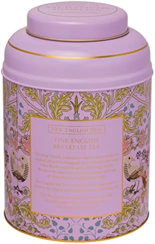 New English Teas Song Thrush & Berries Tea Caddy in Pink with 240 English Breakfast Teabags