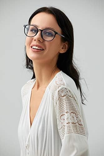 FONHCOO Blue Light Blocking Glasses Women Men Computer Eyeglasses,TR90 Fashion Round Transparent Anti Blue Light Glasses with Anti Eyestrain & UV Glare for Gaming & Reading (Shiny Black)