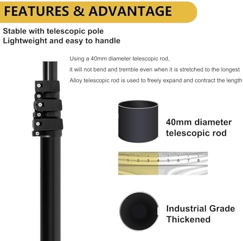 Solar Panel Cleaning Telescopic Rod, Efficient Electric Brush with Double Discs, Kitchen Telescopic System, Multi Functional Cleaning Machine(7.5m)