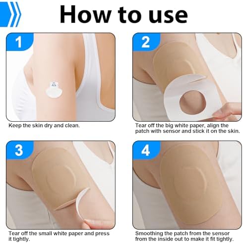 25 Pack Adhesive Patches for Guardian 3/4 and Freestyle Libre 1/2/3 - Enlite - Insulin Pumps Sensor, Waterproof CGM Sensor Patches, no Glue on the Center, Continuous Glucose Monitor Sensor Cover(Tan)