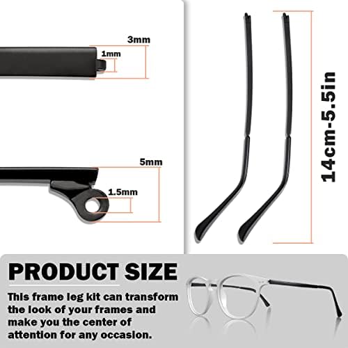 1 Pair Metal Eyeglass Replacement Arm, Eyewear Frame Temple Replacement Universal Sunglasses Arm Legs Replacement for Thin Metal Glasses, Sunglasses（Black）