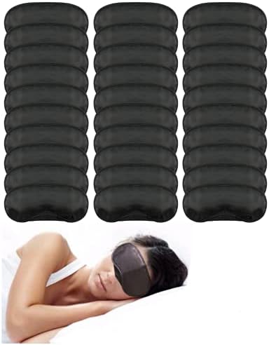 Sleep Eye Mask Blindfold with Nose Pad and Elastic Strap, 4 Layers, Black, Pack of 30