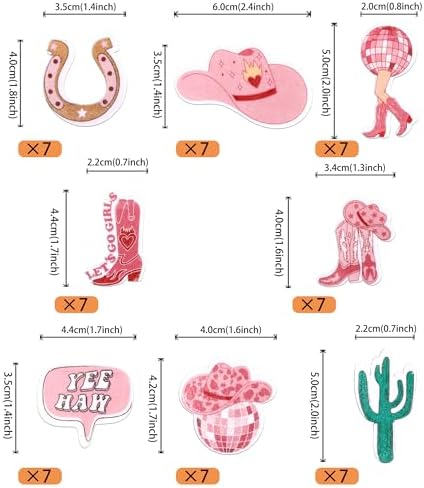 56 PCS Edible Cowgirl Cupcake Toppers HorseShoe Cactus Hat and Boot Cupcake Picks Edible Disco Ball Cup Rodeo Cake Decorations for Western Cowgirl Theme Birthday Party Cake Food Decorations Supplies