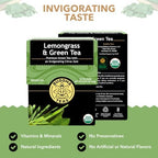 Buddha Teas - Organic Lemongrass & Green Tea - For Health & Wellbeing - Organic Tea - With Antioxidants & Minerals - Clean Ingredients - Caffeinated - OU Kosher - 18 Tea Bags (Pack of 1)