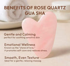 Rose Quartz Gua Sha Facial Tool Heart-Shaped Crystal for Puffiness, Lymphatic Drainage & Facial Sculpting – Hand-Carved Brazilian Stone for Face, Neck & Body